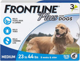 3 Doses Frontline Plus Flea and Tick Treatment for Medium Dogs Up to 23 to 44 lbs