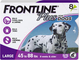 8 Doses Frontline Plus Flea and Tick Treatment for Large Dogs Up to 45 to 88 lbs