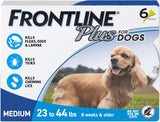 6 Doses Frontline Plus for Dogs Medium Dog (23-44 pounds) Flea and Tick Treatment