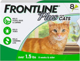8 Doses Frontline Plus Flea and Tick Treatment for Cats